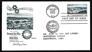 USA, SCOTT # 1164, ARTMASTER FDC COVER 1960 AUTOMATED POST OFFICE PROJECT TURKEY - Picture 1 of 1