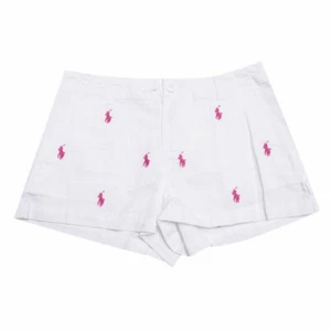 Polo Ralph Lauren WHITE Girl's All-Over Ponies Classic Chino Shorts 8 Girl - Picture 1 of 2