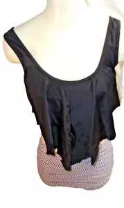 Camisa Mujer Negra Corta Top Elastizada Acanalada Tejido Manga Corta Talla XL - Imagen 1 de 10