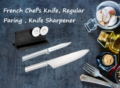 Rada 3pc Set Knife Sharpener, French Chef's knife, Regular Paring (Slvr Handle) - Imagem 1 de 4