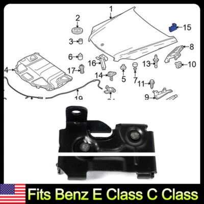 For Mercedes-Benz C300 C63 E350 GLC300 GLK350 Front Hood Latch Lock 2048800260 Foto 1 de 4