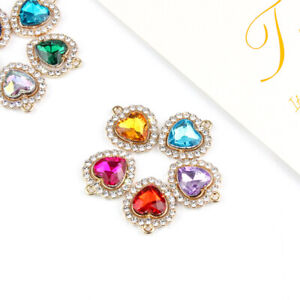 10Pcs 18MM Peach Heart Rhinestone Button Clip Nail decoration jewelry access-qk