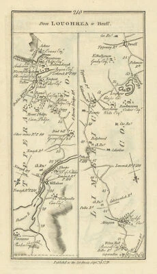 #210 Loughrea to Bruff de Newport. Killaloe Mayo Clare. Mapa TAYLOR/SKINNER 1778 Foto 1 de 2