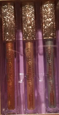 New Set of 3 Full Size Neutral Chrome Finish Liquid Eyeshadow Bronze Rose Silver - Image 1 of 4