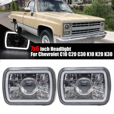 7x6 inch For Chevrolet C10 C20 C30 K10 K20 K30  Led Headlight Sealed Beam DRL - Image 1 of 4