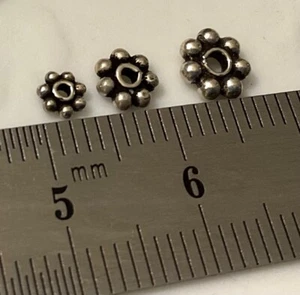 Sterling Silver BALI Daisy Spacer Beads 5mm 925 Oxidized - Picture 1 of 4