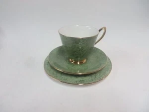 Royal Albert Gossamer Series Tea cup and saucer Trio Green England - Picture 1 of 9