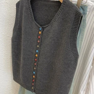 Damen Strickjacke Ärmellos Weste Strickpullover Tank Top Winter Pullover Weich - Picture 1 of 12