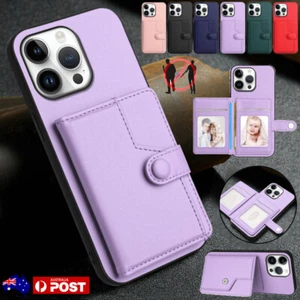 For iPhone 16e 16 15 14 13 12 Pro Max XS 8 7 Wallet Card Case Flip Stand Cover - Picture 1 of 88
