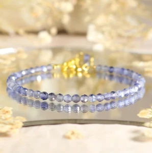 3mm Iolite Facted Bead Crystal Bracelet Perfect Healing Gift For Family/Friends - Picture 1 of 9