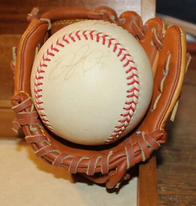 MINIATURE BASEBALL GLOVE, with ROLANDO ARROJO AUTOGRPHED BALL Glove MINT/NMINT - Picture 1 of 3