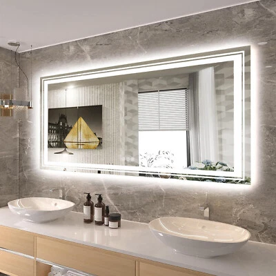 Jumbo LED Bathroom Mirror Illuminated Wall-Mounted Vanity Anti-Fog with Plug - image 1 of 4