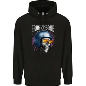 Iron and Bone Bike Skull Motorcycle Motorbike Childrens Kids Hoodie - Picture 1 of 3