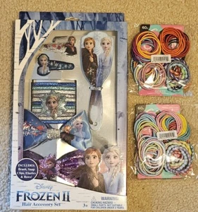 Frozen II Hair Accessory Set And 2- 60 Count Goody Kids Ouchless Elastics - Picture 1 of 7