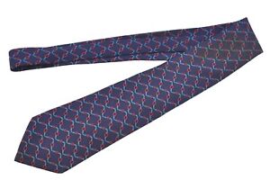 Authentic HERMES Vintage Tie Necktie Belt Pattern Silk 988SA Navy Blue 1397I