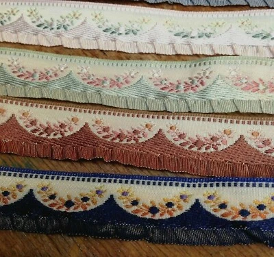 vintage embroidered ruffle lip rayon silk  5/8" trim 1yd made in France - Image 1 of 2