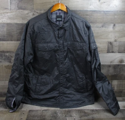 Prana Jacket Mens Large Black Reversible Plaid Snap Button Outdoor Hiking Pocket - Image 1 of 4