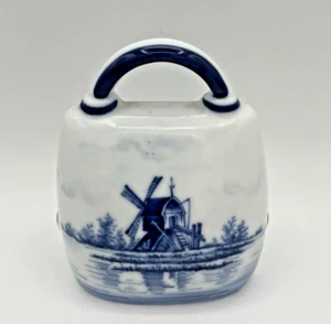 Vintage Delft Porcelain Windmill Blue & White Bell - Made In Germany - Imagen 1 de 13