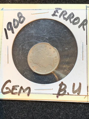 1908 Liberty Head V Nickel- CHOICE UNC Clipped Planchet Cover