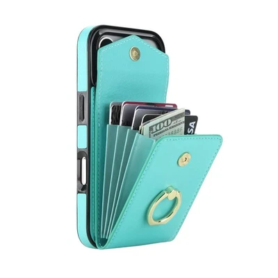 Para iPhone 17/16/15 Bandolera Hombro Soporte de Crédito Cuero PU Cartera Estuche Foto 1 de 4