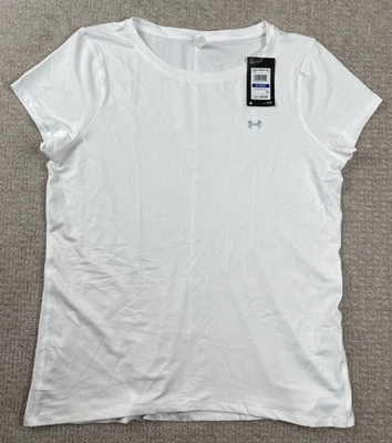 Camisa Under Armour para mujer XL HeatGear manga corta Dri Fit blanca 132896 nueva con etiquetas Foto 1 de 4