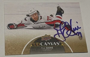 T.J. TJ Oshie Signed Card UD Upper Deck Canvas JSA COA IP Auto Capitals a - Picture 1 of 3