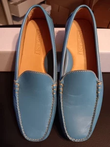 Lands End Blue Leather Driving Moccasin Loafers Shoes Womens Size 8 B Great Cond - Picture 1 of 13