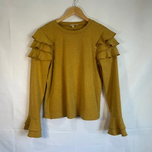 Top June & Hudson manga volantes manga larga amarillo mostaza para mujer talla grande - Imagen 1 de 6