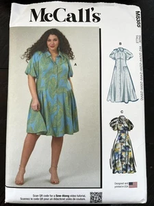 UNCUT McCall's M8385 Women's Button Down Shirt Dresses (20W-38W) Sewing Pattern - Picture 1 of 10