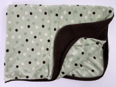 Manta bebé de felpa BABIES R US Lovey verde marrón lunares Sherpa Foto 1 de 4