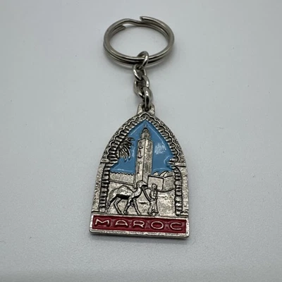 Vintage Morocco Souvenir Keychain – Metal Camel & Tower Design – “Maroc” Travel - Image 1 of 2