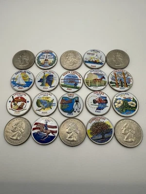 Colorized State Quarters Set (20 Coins Total) - Image 1 of 2