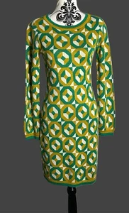 Boden Limette schimmerndes lässiges Strickpulloverkleid Langarm Größe 6R - Bild 1 von 8