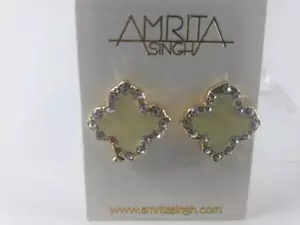 Amrita Singh Enamel Clover Stud Earring Ivory - Picture 1 of 5