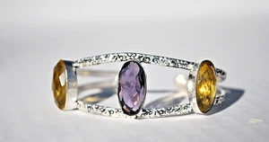 Beautiful, Airy Handmade 925 Silver with Ametrine & Citrine Gems Bracelet !! - Picture 1 of 3