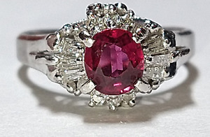 Solid platinum 1.03 carat natural ruby diamond ring 5.84 grams - sz 5.5-5.75