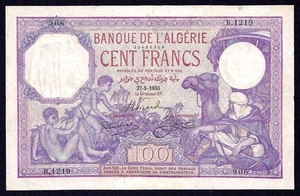 Algeria 100 Francs 1933 P-81 VF - Picture 1 of 2