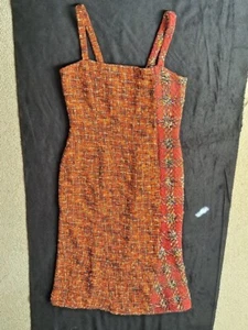 Olivier Theyskens Contrast Boucle Panelled Dress It 46 Button Detail Rare Fab!! - Picture 1 of 6