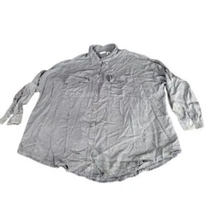 Sewn + Seen Button Up Shirt Women Sz L USA Gray Curvy Western Cowgirl Country - Picture 1 of 9