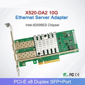 X520-DA2 Ethernet 82599ES Network Card Dual Port Server 10GBe Adapter 10 Gigabit - Photo 1/8