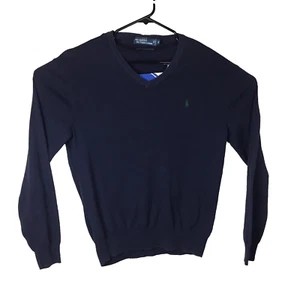 POLO RALPH LAUREN Men Navy Blue Pullover Long Sleeve Cotton Shirt Size M Medium - Picture 1 of 11