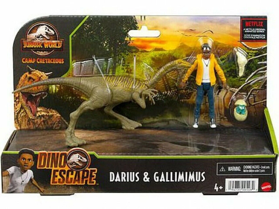 Mattel Jurassic World Camp Cretaceous Dino Escape Darius & Gallimimus HBY63