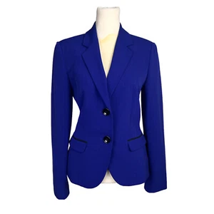Jones Studio Women Polyester Elastane Blazer Size 4 Blue Lined Notch Collar - Picture 1 of 6