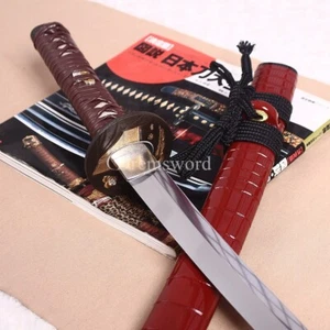 Kogarasu-maru Zukuri 9260 Spring Steel Wakizashi Japanese Samurai Sword Red - Picture 1 of 20