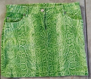 Roberto Cavalli Denim Skirt Snake Print Size 40 Italy - Picture 1 of 8