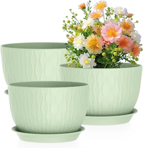 Large Flower Pots 12/10/9 Inch, 3 Set Wide Plant Pots for Outdoor Indoor Plants - Picture 1 of 12