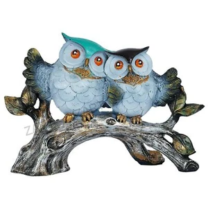 Multicoloured Polyresin Pair Of Sitting Owl Showpiece For Home & Office Decor - Picture 1 of 7