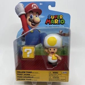 NEW Jakks Pacific 4" Super Mario YELLOW TOAD QUESTION W/BLOCK Figure B4 - Picture 1 of 5