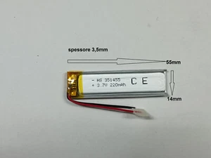 Batterie LiPo 3.7v 120mha per dispositivi elettronici GPS,BLUETOOTH,SMART WACHT  - Foto 1 di 3
