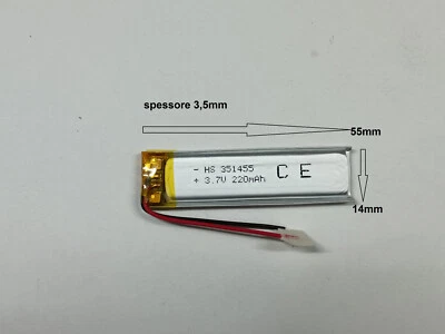 Batterie LiPo 3.7v 120mha per dispositivi elettronici GPS,BLUETOOTH,SMART WACHT  - Immagine 1 di 3